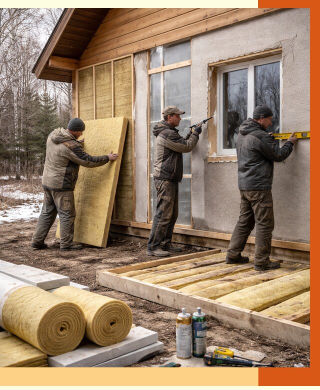 Утепление дачного дома в Нурлате от 4953 руб/м2 — недорого | ТепломастерНрт