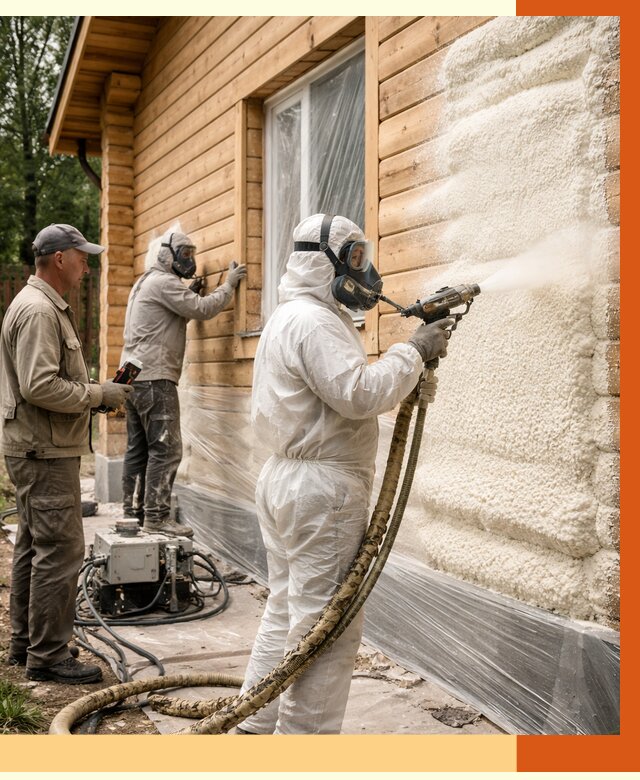 Утепление дома из бруса ППУ в Нурлате от 4014 руб/м2 под ключ | ТепломастерНрт