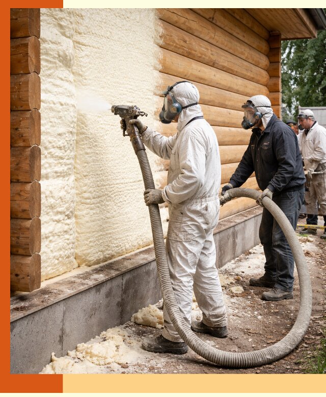 Утепление дома из бруса пенополиуретаном в Нурлате