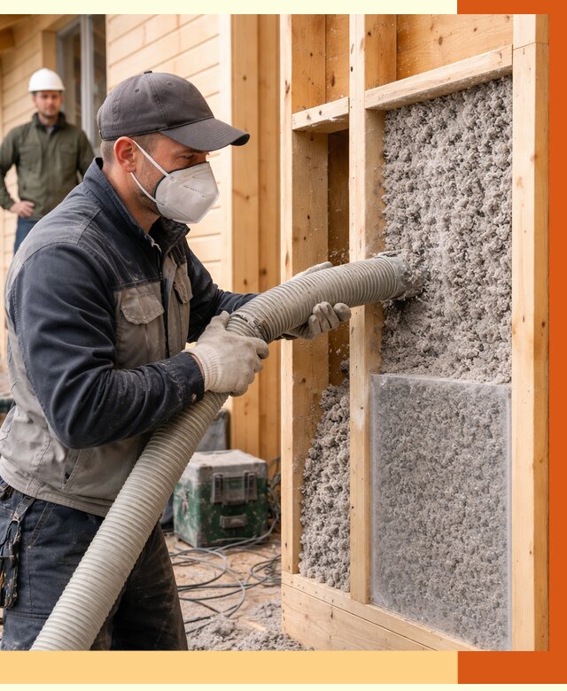 Утепление дома из бруса эковатой в Нурлате от 1929 руб/м2 | ТепломастерНрт