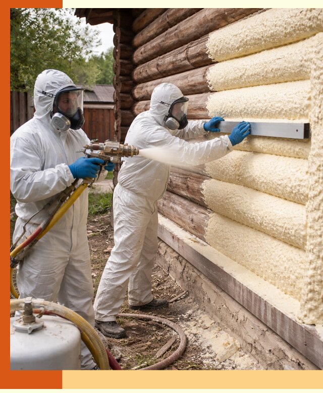 Утепление бревенчатого дома ППУ в Нурлате эффективной изоляцией