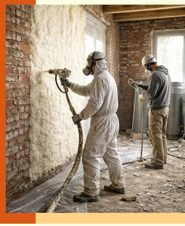 Утепление кирпичного дома пенополиуретаном в Нурлате