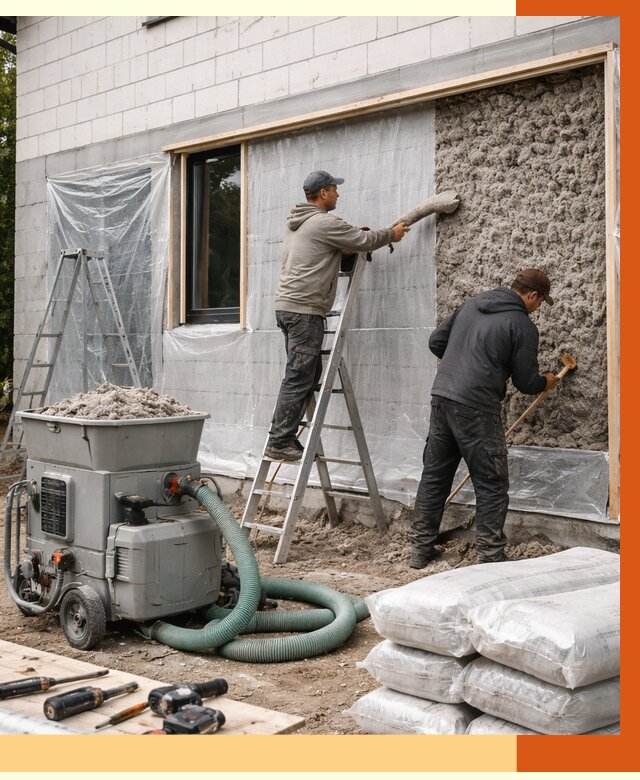 Утепление дома из газобетона эковатой в Нурлате от 4692 руб./м2 | ТепломастерНрт