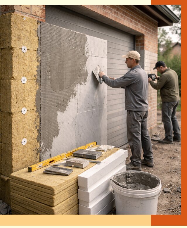 Утепление гаража снаружи в Нурлате от 4379 руб. за м2 — наружное утепление под ключ | ТепломастерНрт