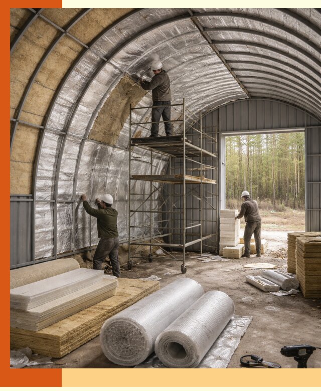 Утепление арочного ангара под ключ в Нурлате