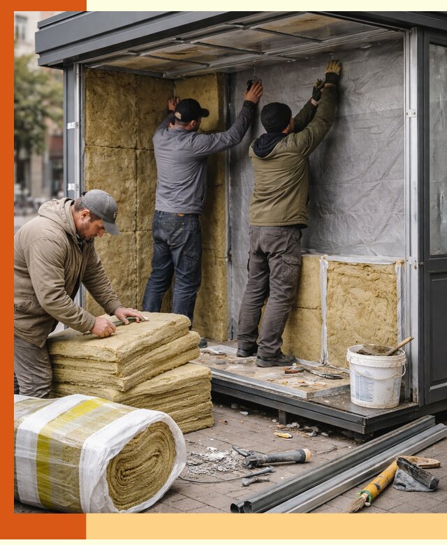 Утепление павильона шаурмы под ключ в Нурлате