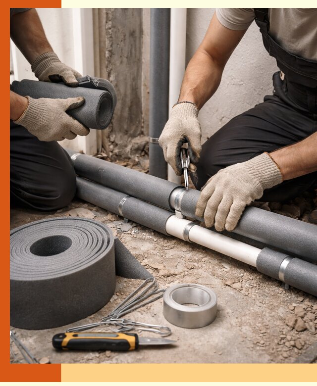 Утепление труб водоснабжения в Нурлате — монтаж и защита сети