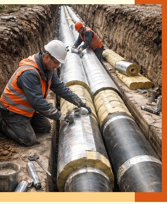 Утепление теплотрассы в Нурлате от 4692 руб./м2 — ппу и комплексная изоляция | ТепломастерНрт