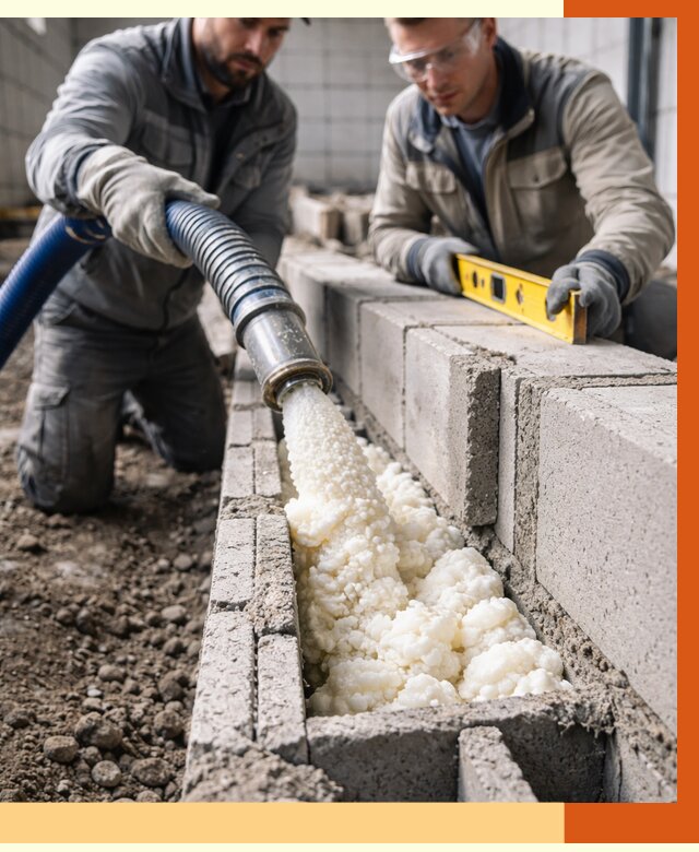 Заполнение колодцевой кладки ППУ в Нурлате от 4379 руб. за м2 | ТепломастерНрт
