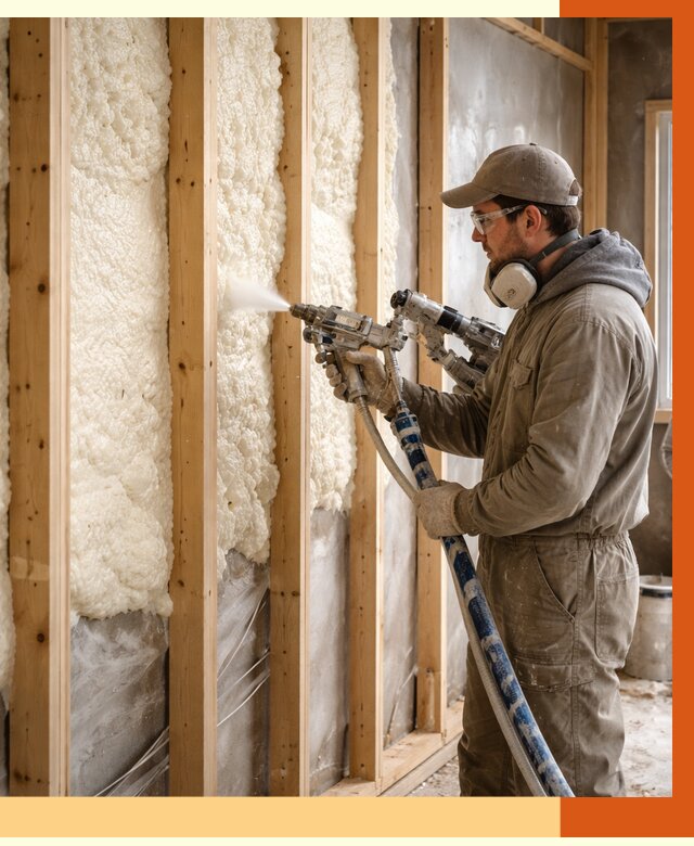 Утепление каркасной стены ППУ в Нурлате от 4431 руб./м2 под ключ | ТепломастерНрт