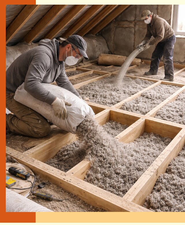 Заполнение полостей чердачного перекрытия в Нурлате качественно и надёжно