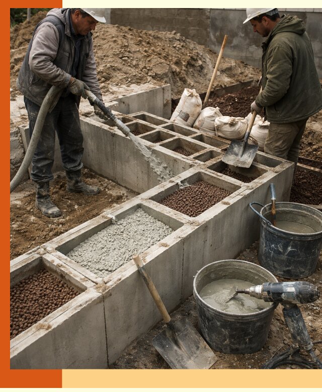 Заполнение полостей фундамента в Нурлате герметичным утеплением и повышением прочности