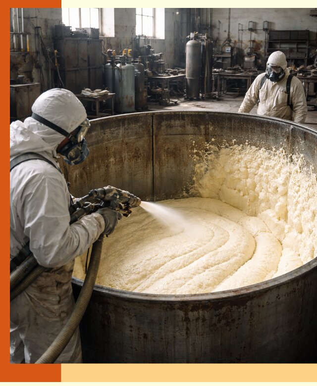 Заливка ппу в емкости с полной изоляцией и герметизацией в Нурлате