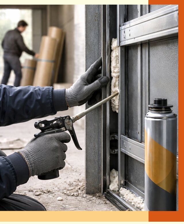 Заполнение пустот ворот в Нурлате от 4692 руб. — заливка ППУ, утепление под ключ | ТепломастерНрт