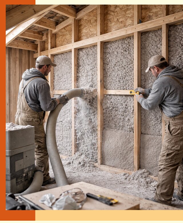 Утепление эковатой стен, потолков и перекрытий в Нурлате