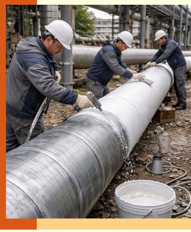 Утепление теплотрассы жидкой теплоизоляцией в Нурлате