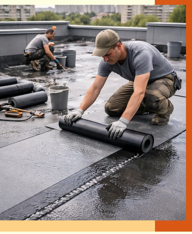 Гидроизоляция плоской кровли в Нурлате от 4692 руб./м2 — профессионально | ТепломастерНрт