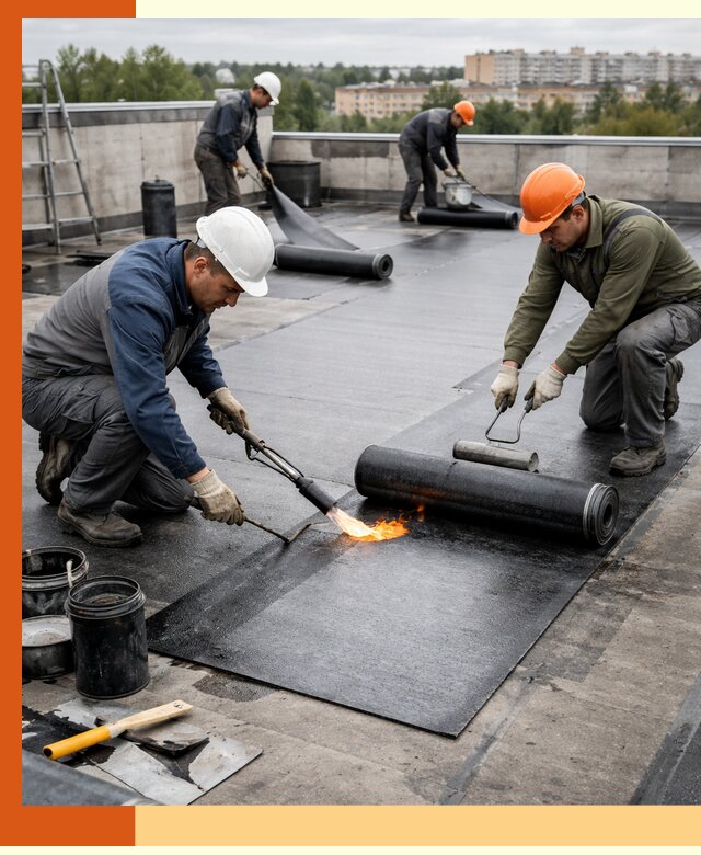 Профессиональная гидроизоляция плоской кровли в Нурлате