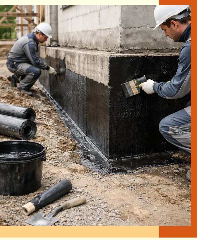 Гидроизоляция фундамента в Нурлате от 1303 руб. — профессионально, под ключ | ТепломастерНрт