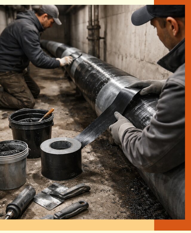 Гидроизоляция труб в Нурлате от 2607 руб. — профессиональная герметизация | ТепломастерНрт