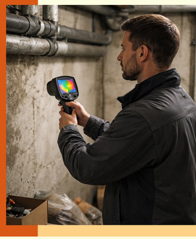 Тепловизионное обследование подвала в Нурлате для поиска утечек тепла