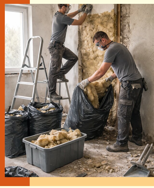 Демонтаж старого утеплителя и вывоз отходов в Нурлате