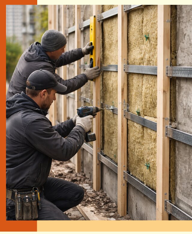 Монтаж обрешетки под утепление зданий и квартир в Нурлате